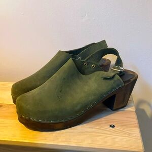 Lotta from Stockholm Green Heeled Slingback Clogs - 40 EU